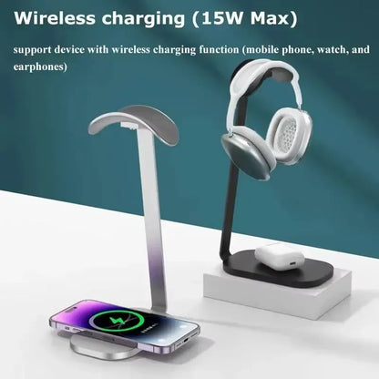 Headphone Charging Stand - Organize & Power Your Tech for wireless charging of headphones and devices.