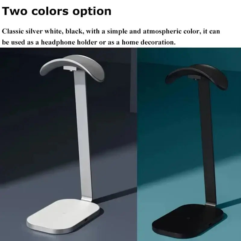 Headphone Charging Stand - Organize & Power Your Tech in silver and black color options.